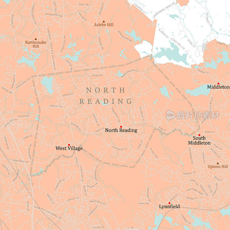 MA Middlesex North阅读矢量路线图